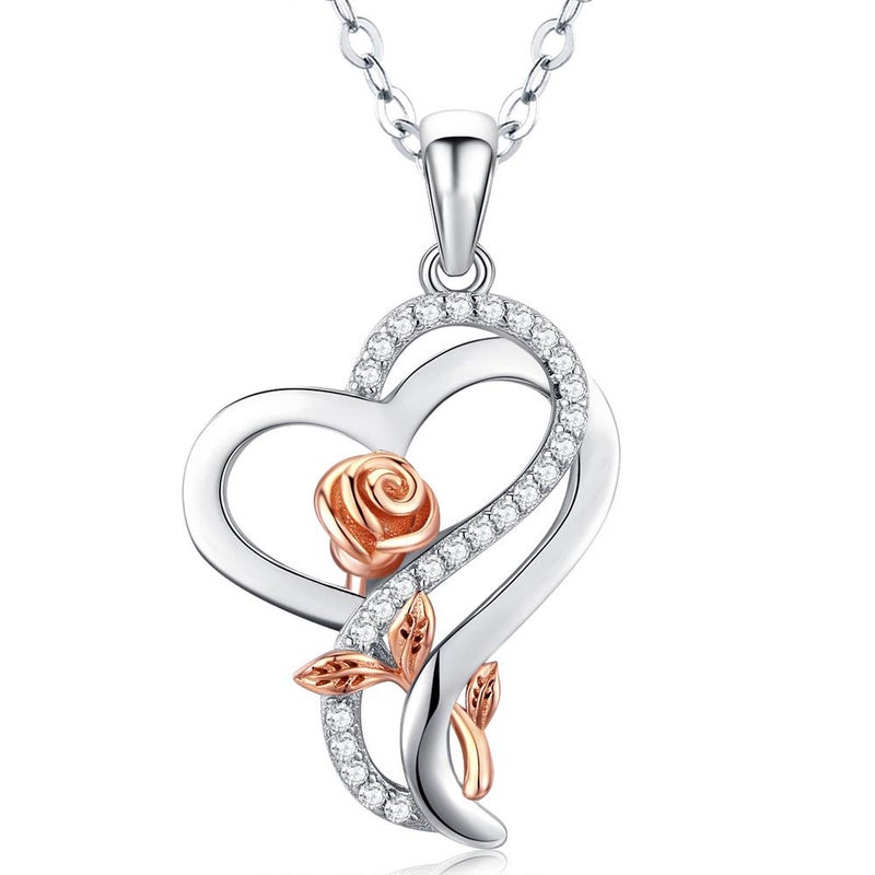 Desimtion Gifts for Women, Rose Heart Necklaces for Women,Birthday Gifts for Girlfriend Wife Mom, Jewelry for Her - Image 1